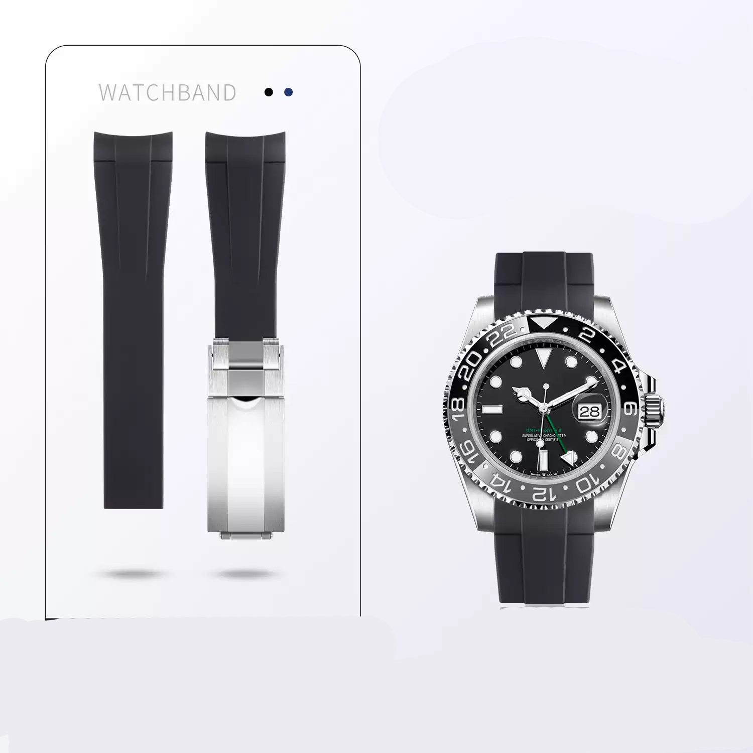 Rolex Watch Daytona - Rubber Watch For Rolex Black Green