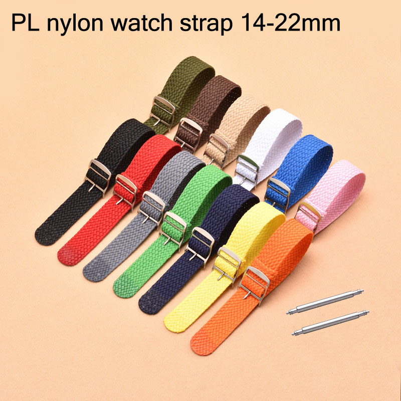 Canvas Strap Watch - No-hole PL Nylon Watch Band 14mm